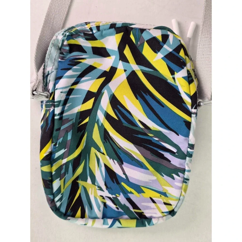 Kipling Small Crossbody Travel Bag‎ Gray Green Blue Zip Pocket Gorilla Keychain